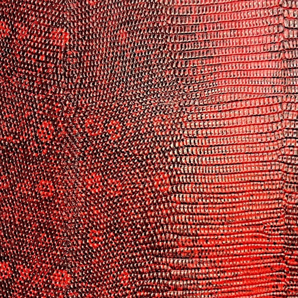 Tappetino artigianale in pelle rosso/nero