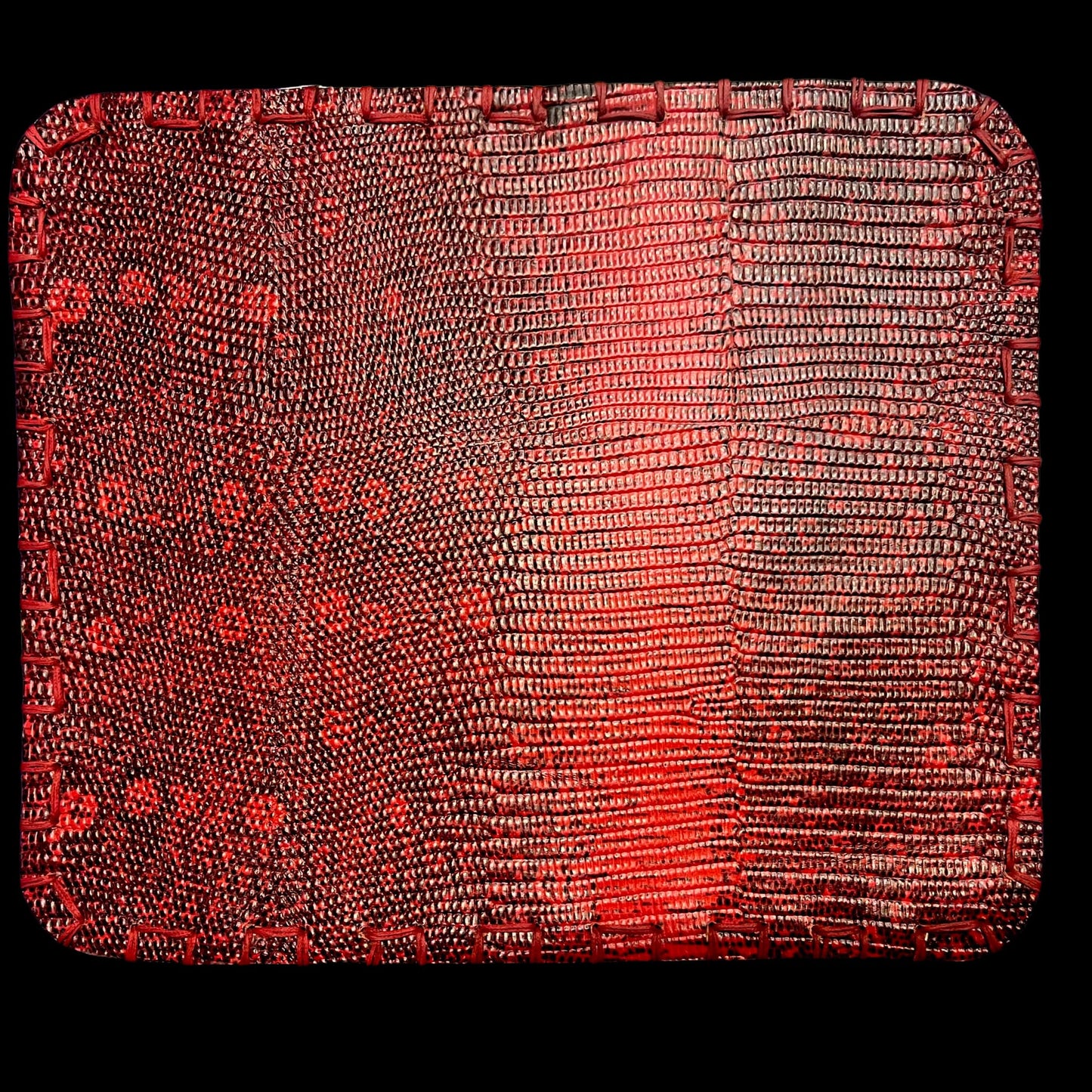 Tappetino artigianale in pelle rosso/nero