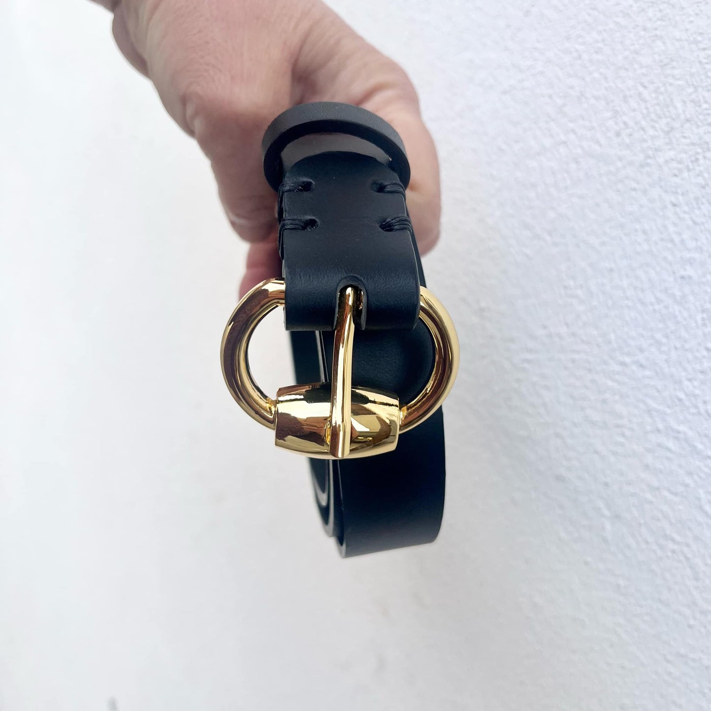 Cintura cuoio nera alta 3 cm.