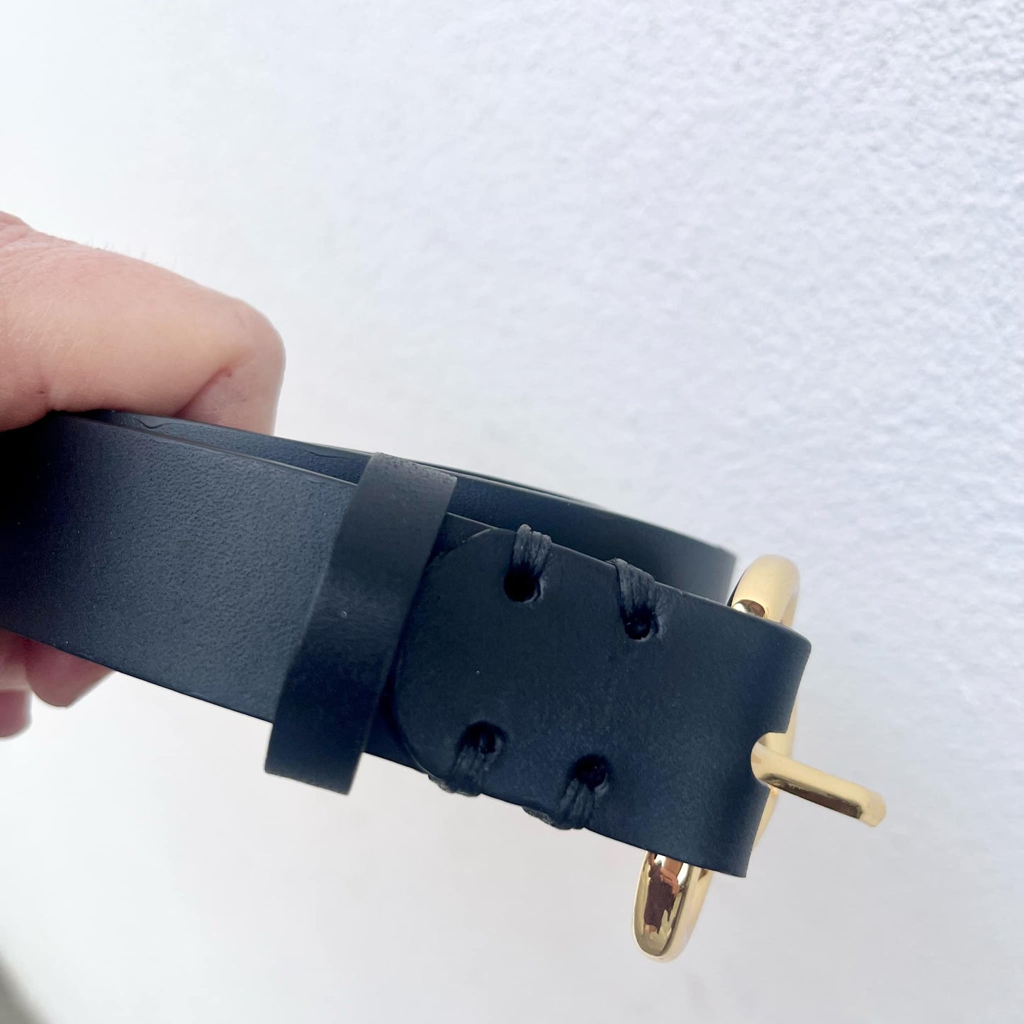 Cintura cuoio nera alta 3 cm.