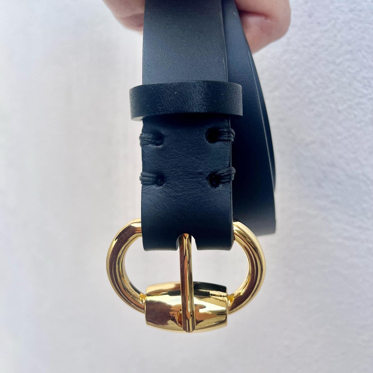 Cintura cuoio nera alta 3 cm.