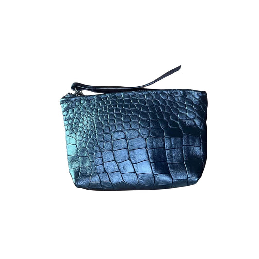 Beauty case in pelle nera stampata cocco.
