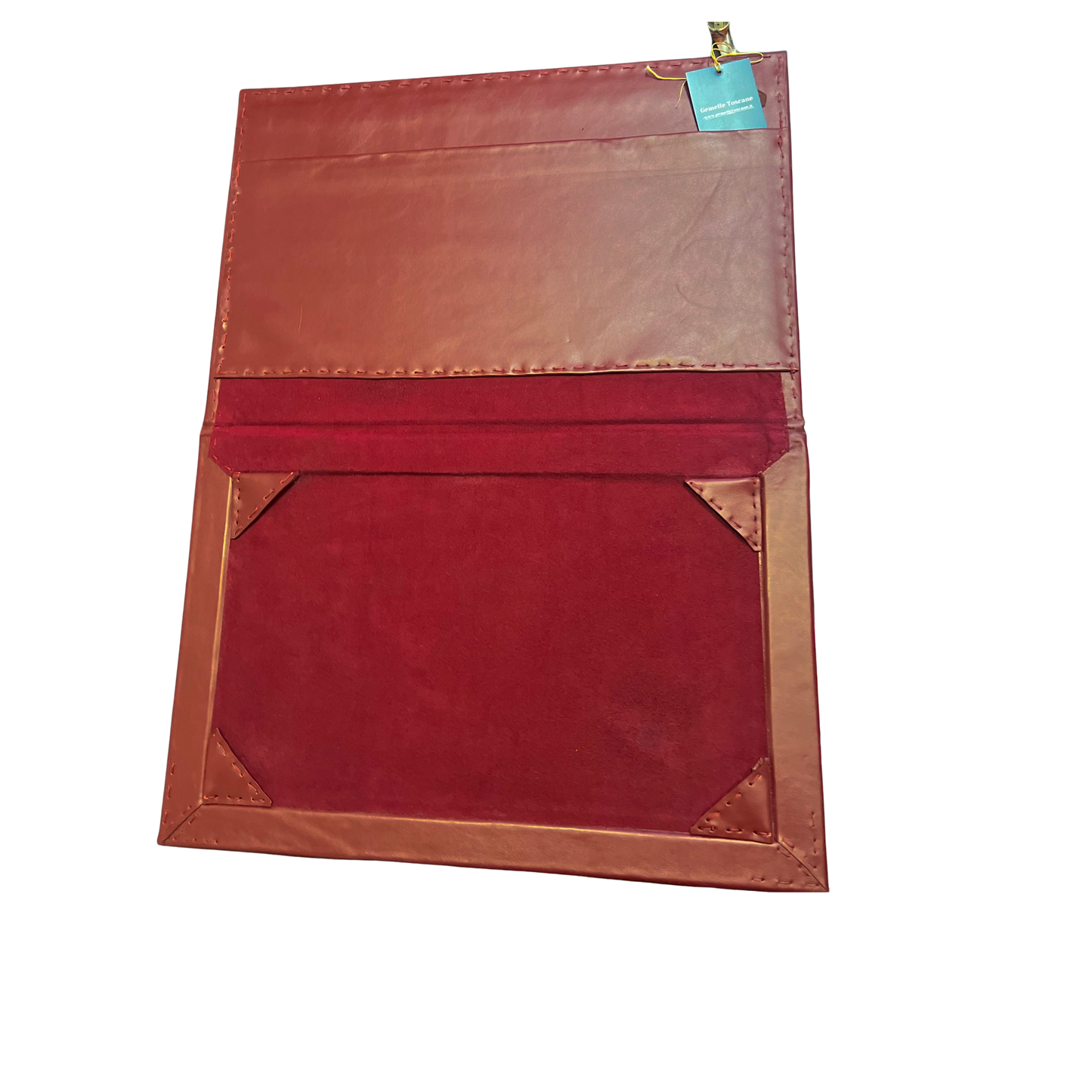 Sottomano in pelle con scomparto e nome personale dipinto a mano.In pelle su base rigida 53x35.Tasca interna.