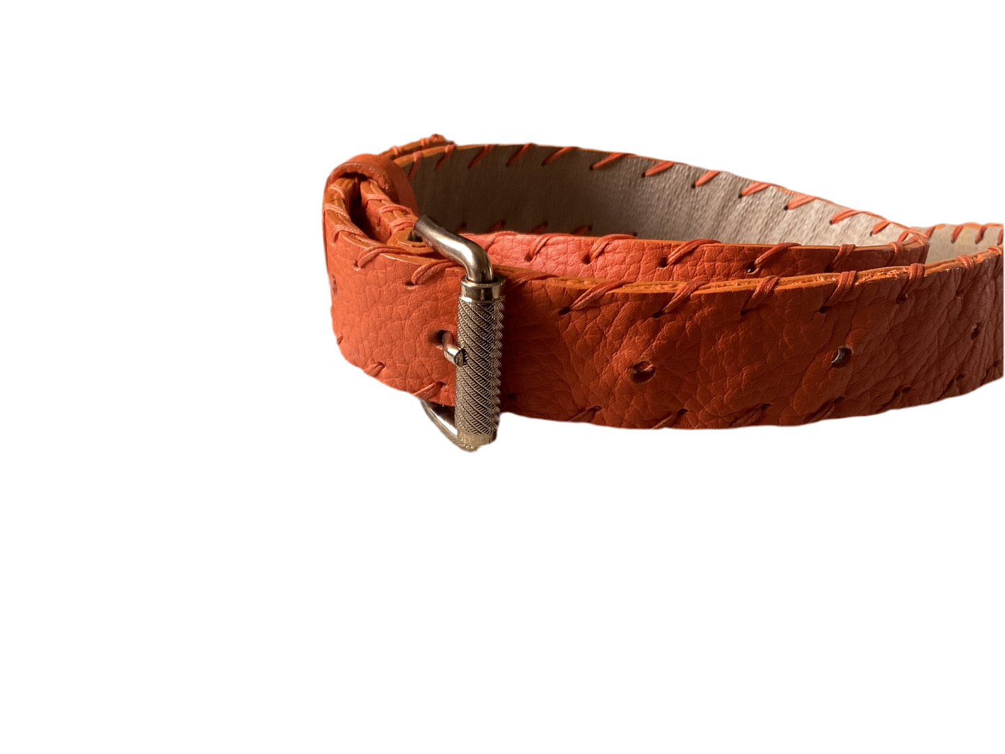 Cintura artigianale in pelle bottalata arancione