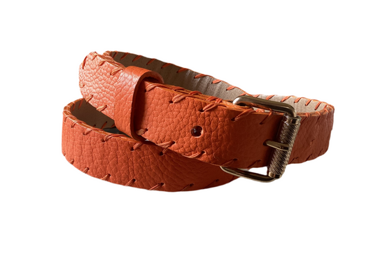 Cintura artigianale in pelle bottalata arancione