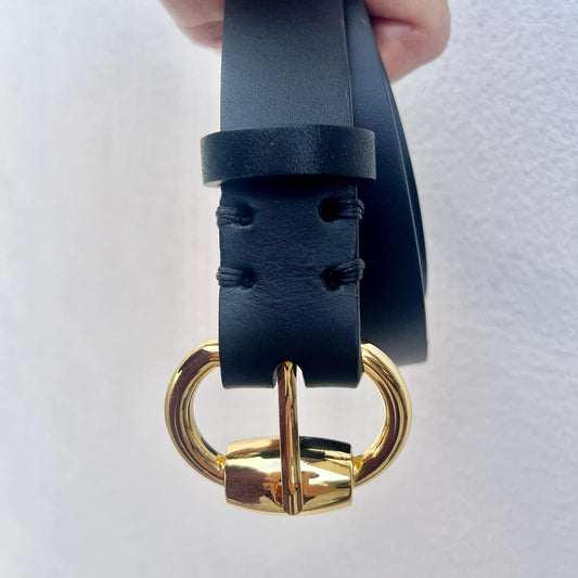 Cintura cuoio nera alta 3 cm.