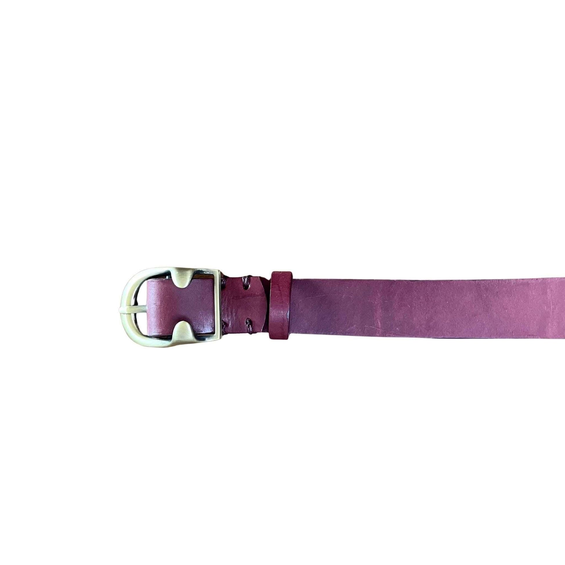 Cintura in cuoio bordeaux artigianale di Gemelle Toscane con fibbia in metallo elegante