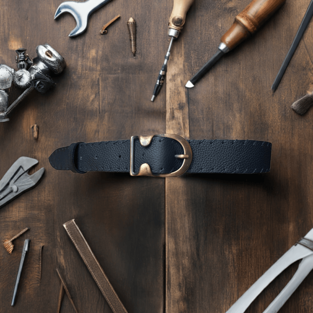 Cintura in pelle artigianale bottalata e fodera in cuoio